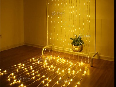 Đèn rèm Led hiệu ứng thác nước chảy Vàng ấm 3mx3m L-R-THACV